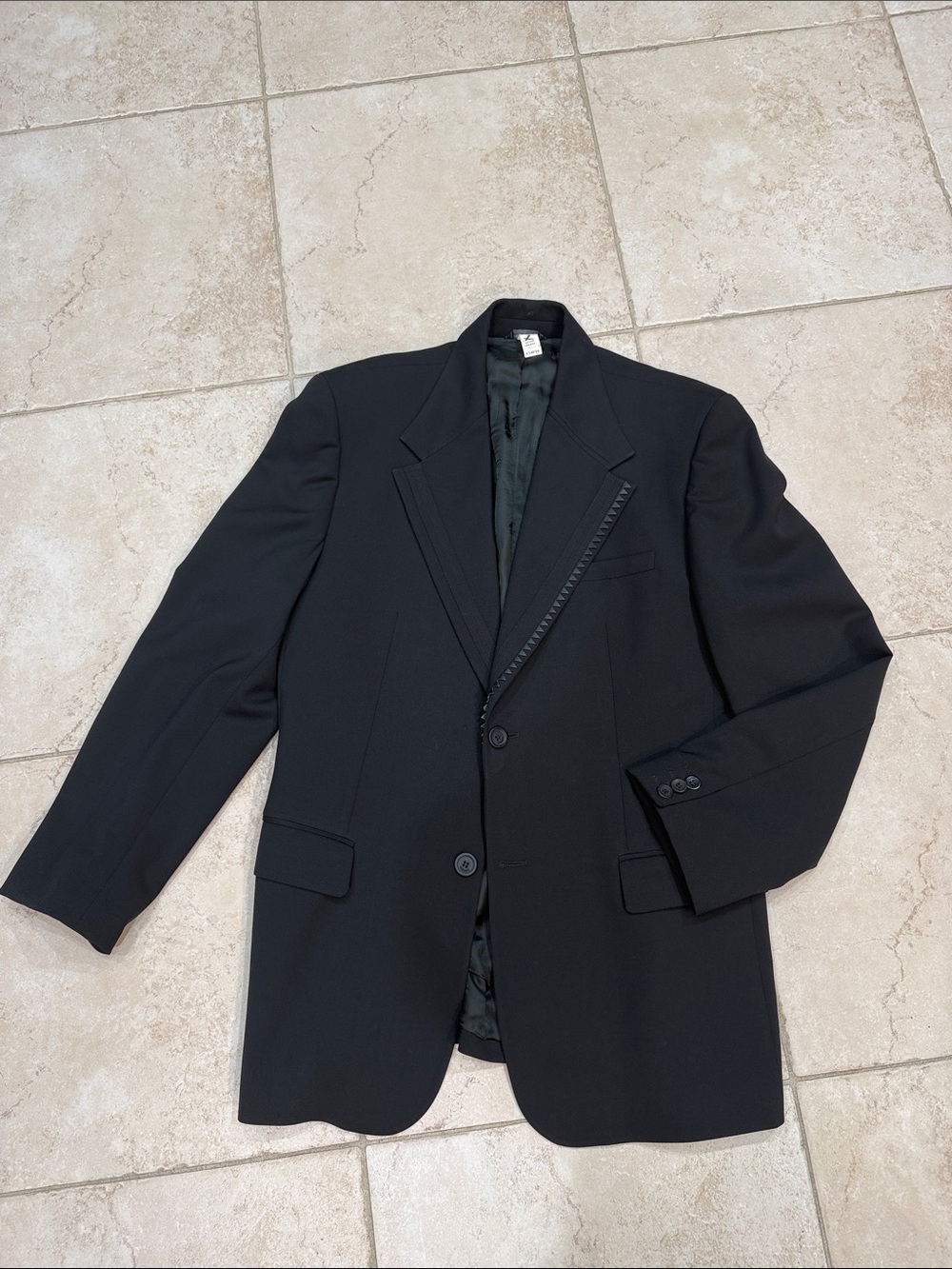 Versace Men's Black Blazer with Notched Trim